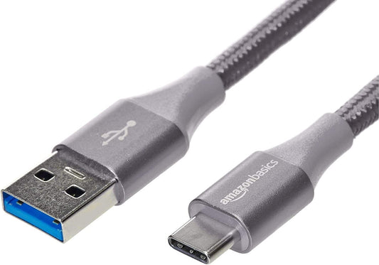 Double Braided Nylon USB Type-C to Type-A 3.1 Gen 1 Cable | 0.3 m, Dark Grey