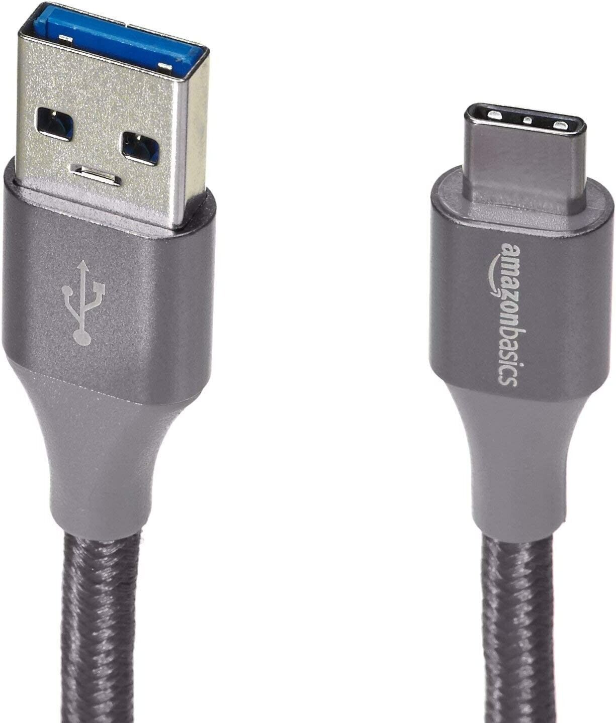 Double Braided Nylon USB Type-C to Type-A 3.1 Gen 1 Cable | 0.3 m, Dark Grey