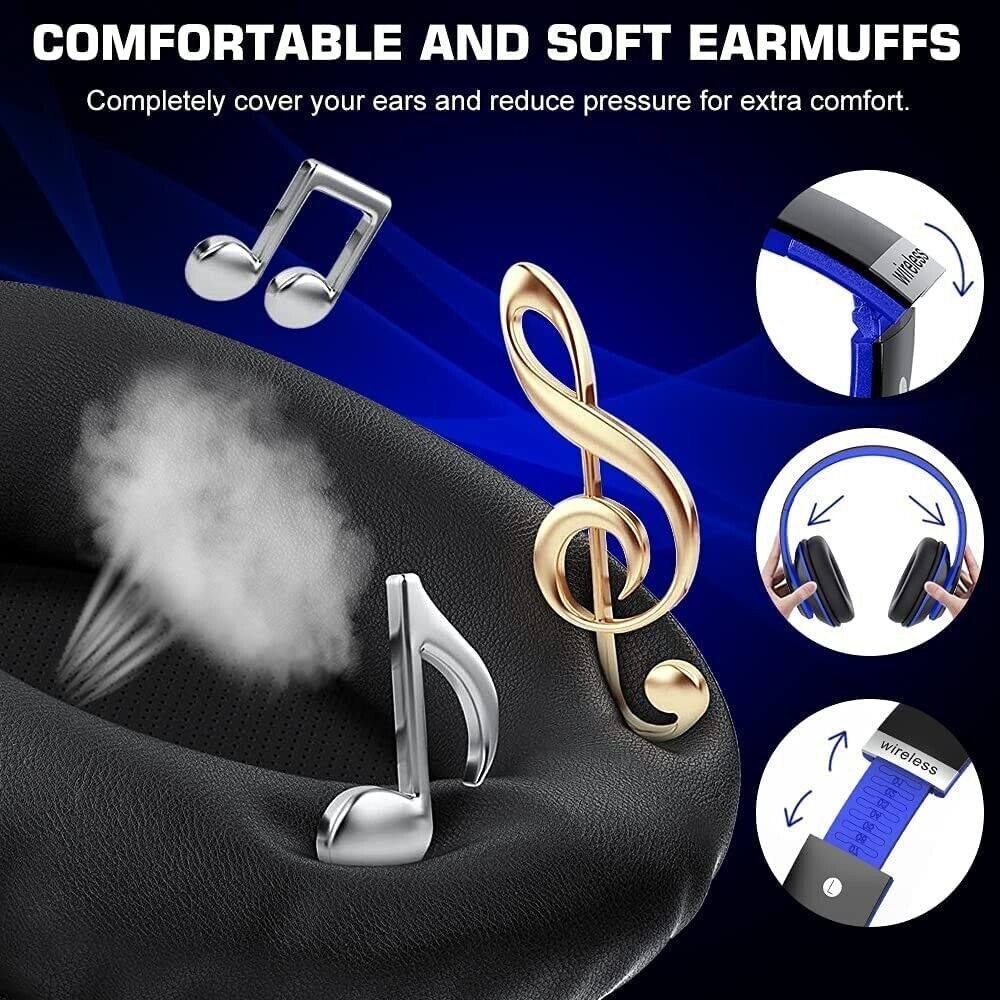 6S Wireless Bluetooth Headphones Over Ear, Hi-Fi Stereo Foldable Wireless  Stereo Headsets Earbuds with Built-in Mic, Volume Control, FM for Phone/PC