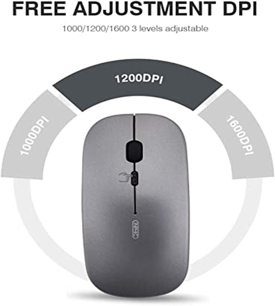 INPHIC Wireless Mouse, Rechargeable & Noiseless, Ultra Slim USB 2.4G PC Computer Laptop Cordless Mice with USB Nano Receiver, 1600 DPI Travel Mouse