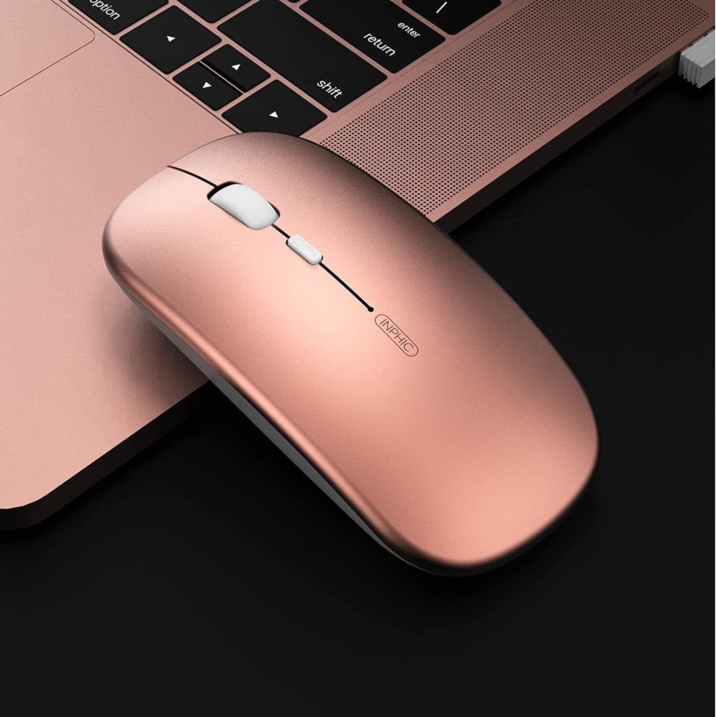 INPHIC Wireless Mouse, Rechargeable & Noiseless, Ultra Slim USB 2.4G PC Computer Laptop Cordless Mice with USB Nano Receiver, 1600 DPI Travel Mouse