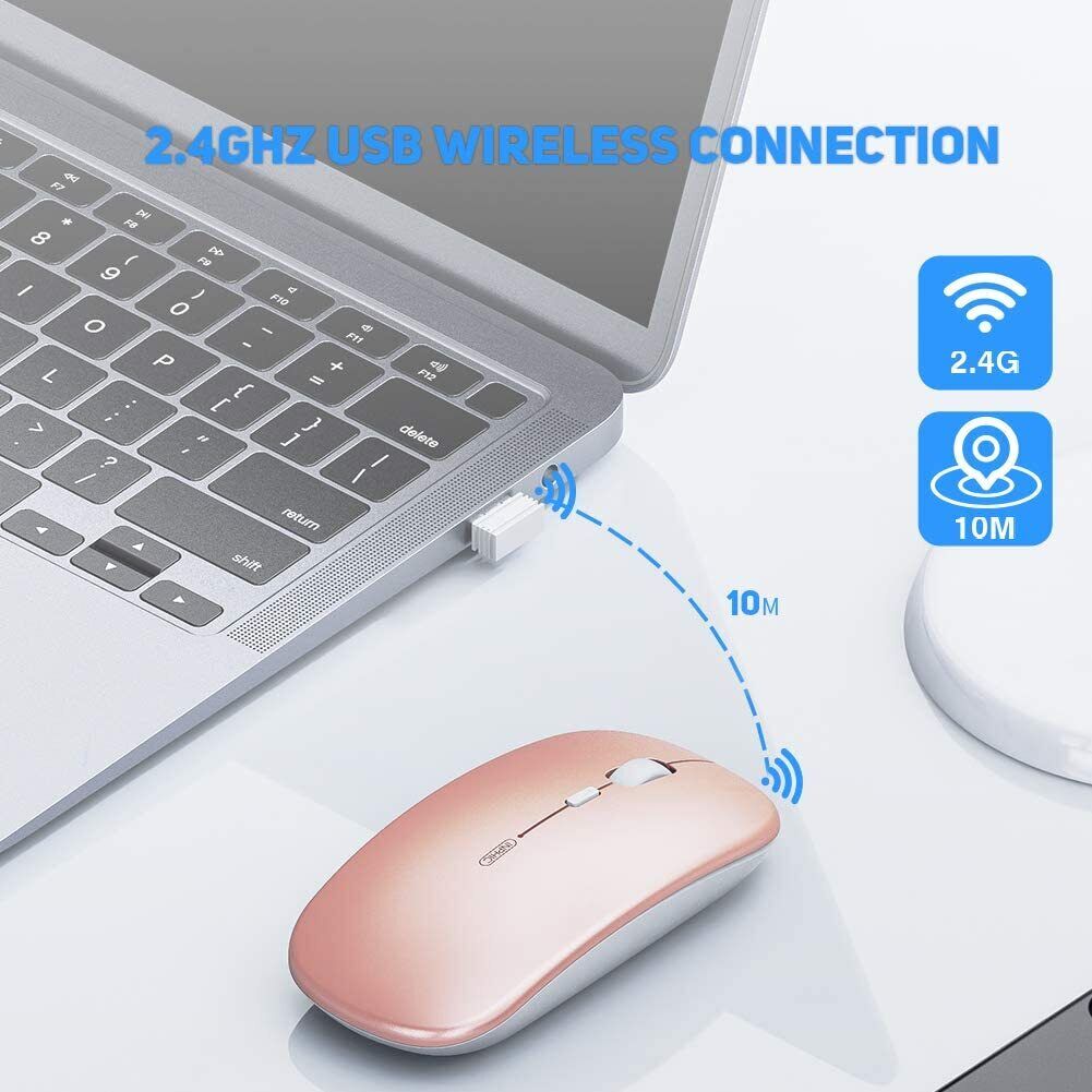 INPHIC Wireless Mouse, Rechargeable & Noiseless, Ultra Slim USB 2.4G PC Computer Laptop Cordless Mice with USB Nano Receiver, 1600 DPI Travel Mouse