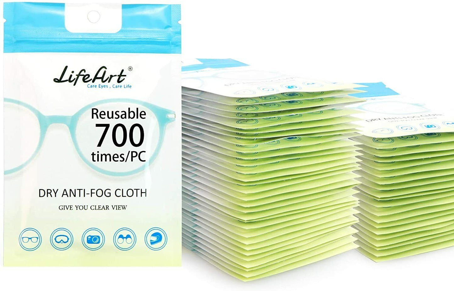 LifeArt Anti-Fog Wipe, Eyeglasses Cleaning Cloths, Cleaning Wipe for Eyeglasses, Tablets, Screens, Lens Wipe for Camera Lenses Reusable 700 times Per Pack Pack/ 3 Pack / 5 Pack / 10 Pack / 30 Pack