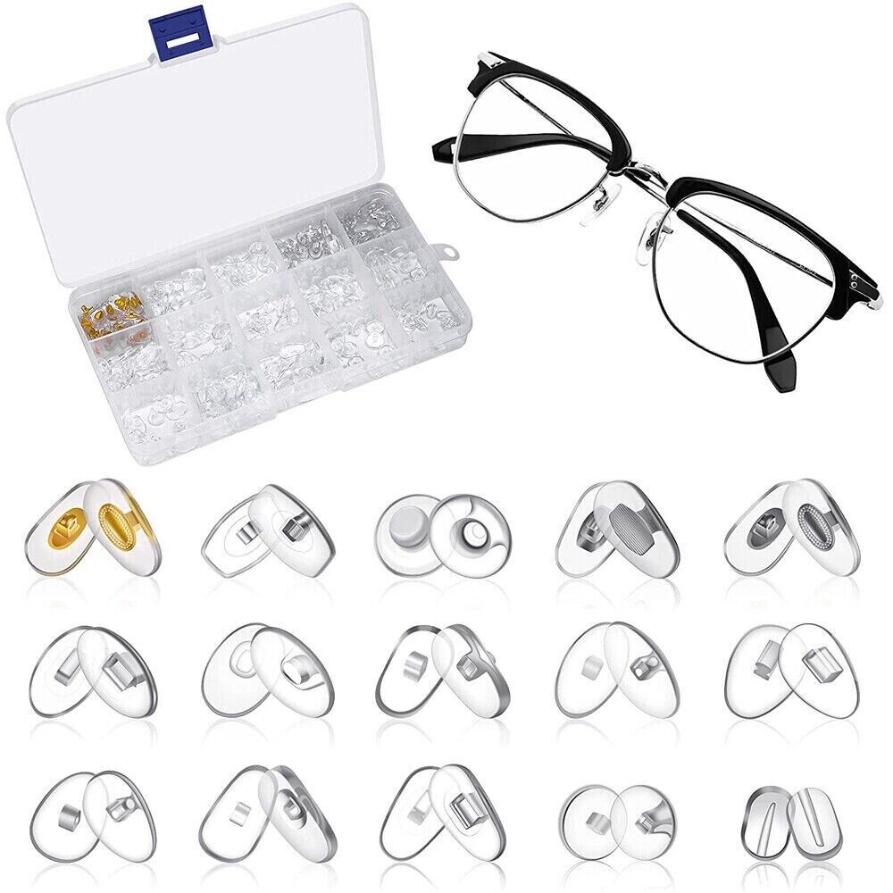 Sumind Eyeglass Repair Kit 150 Pairs Eyewear Nose Pads Set and 1000 Pieces Screws Nut Washer with Tweezers Screwdriver and Cleaning Cloth