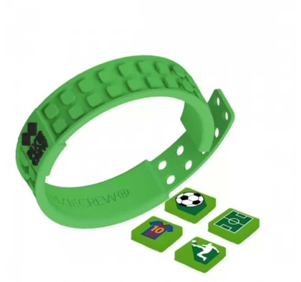 Pixie Crew Creative Pixel Wristband, Infinite Creativity At Your Fingertips, Football Design to Customise as you wish, Green PXX-02-51