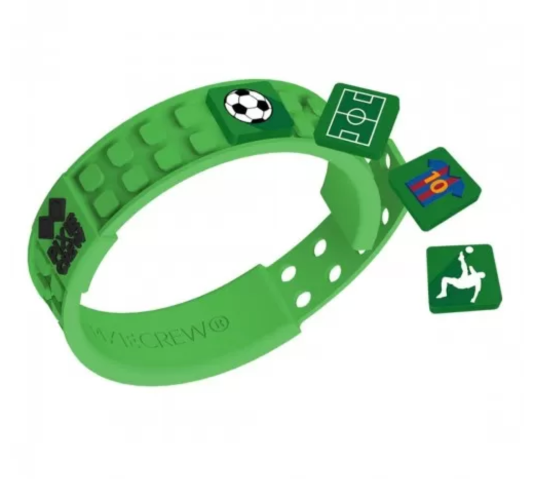 Pixie Crew Creative Pixel Wristband, Infinite Creativity At Your Fingertips, Football Design to Customise as you wish, Green PXX-02-51