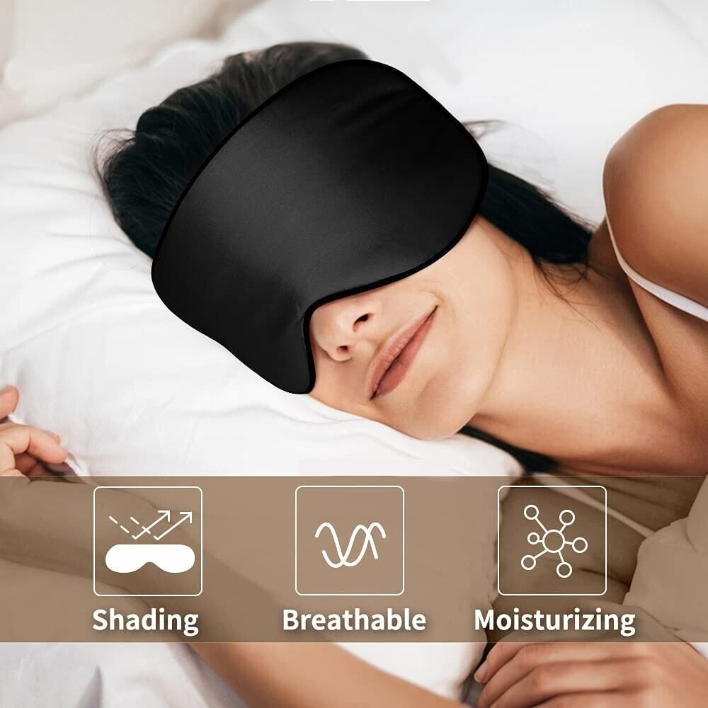 OLESILK Sleep Mask, 2 PACK 100% Natural Mulberry Silk Eye Mask for Women and Men with Adjustable Strap, Special Lightened Designed, Blindfold for All Night Sleep, Black