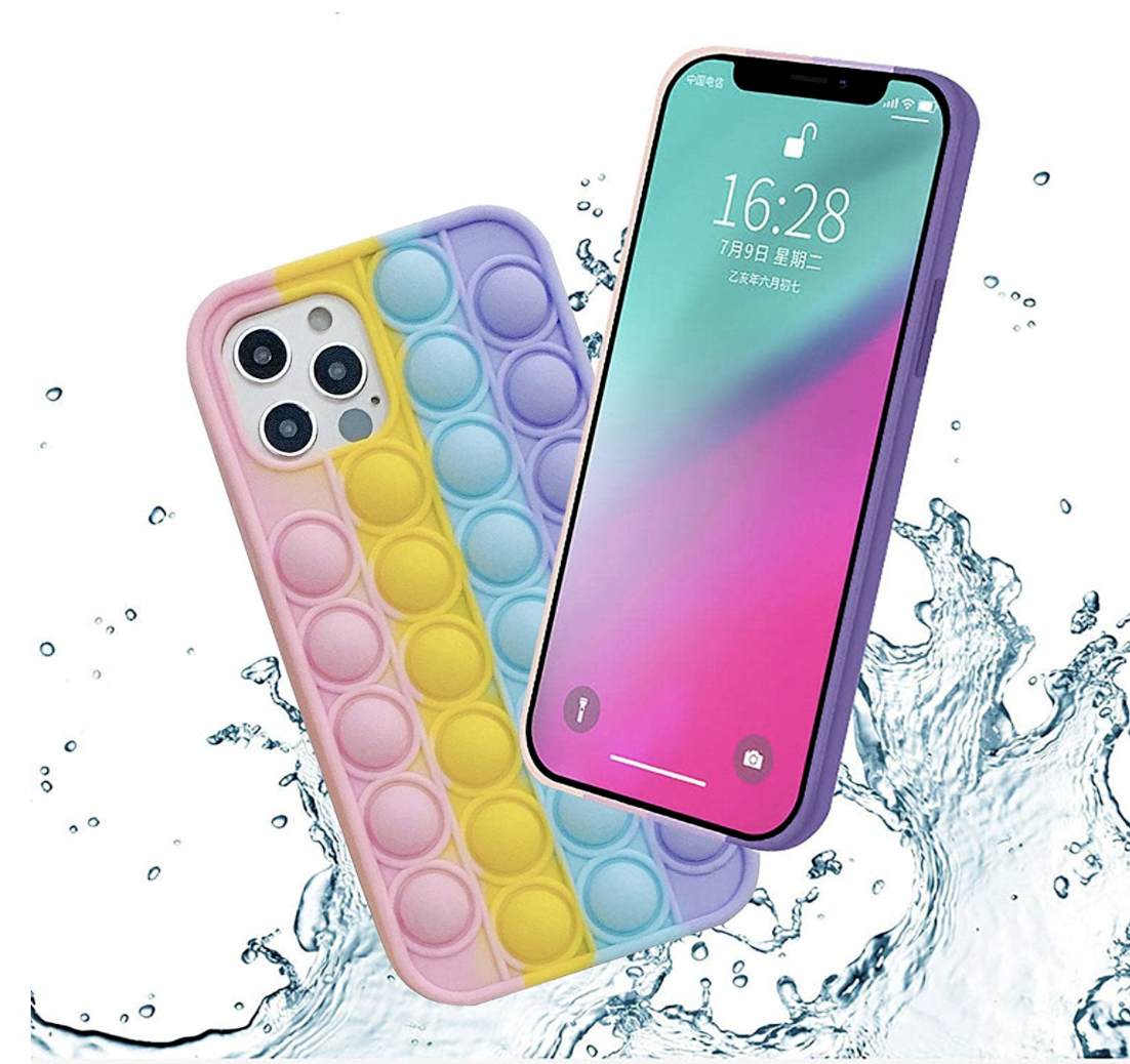 Simple Push Pop Bubble Fidget Sensory Case for iPhone - 12 Mini Bubble Popper Anxiety Relief Autism Cover, Silicone Fidget Toy