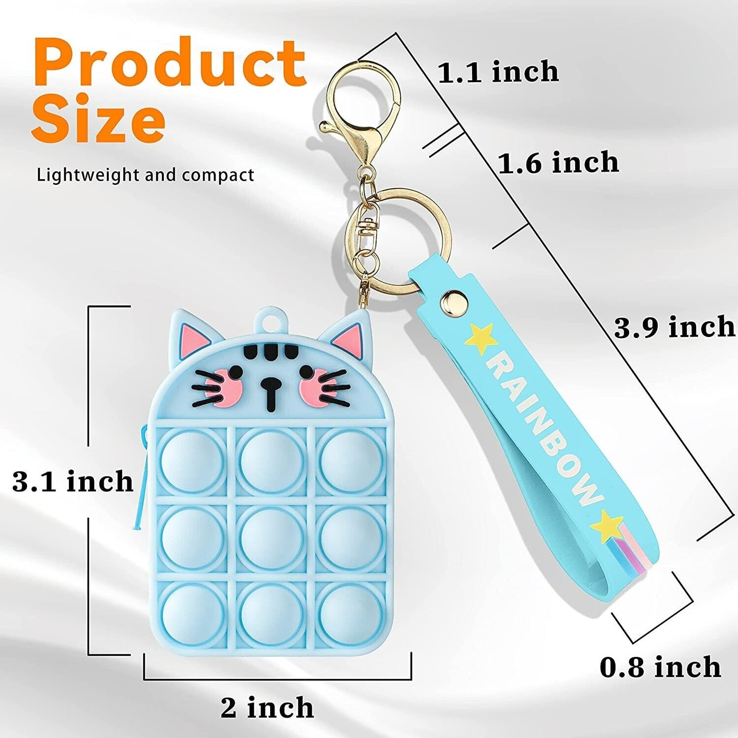 STSNano Fidget Fidgets Coin Purse Coins Toys Push Bubble Toy for Kids Child Girls Girly Pouches Mini Keychain Silicone Cute Kawaii Cartoon Design Small Zipper Change Pouch Purses