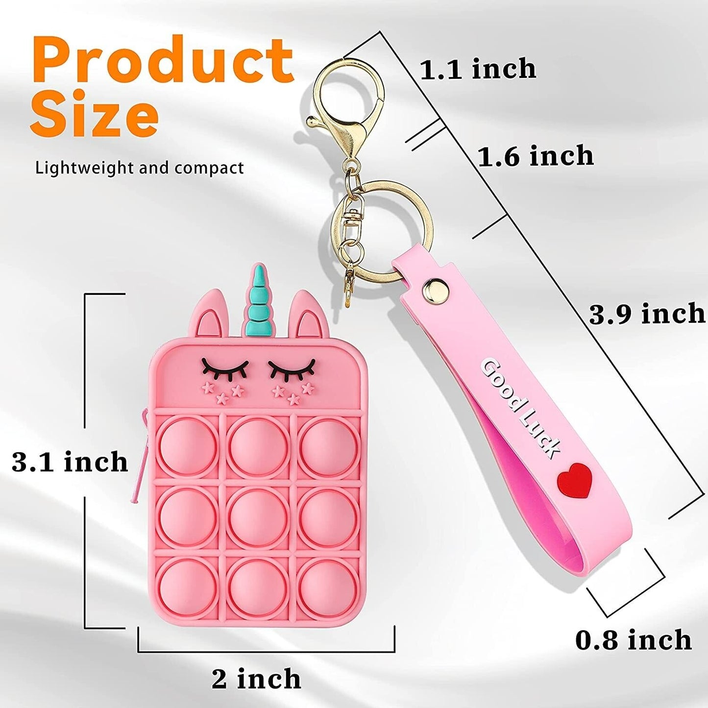 STSNano Fidget Fidgets Coin Purse Coins Toys Push Bubble Toy for Kids Child Girls Girly Pouches Mini Keychain Silicone Cute Kawaii Cartoon Design Small Zipper Change Pouch Purses