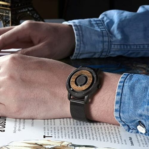 EUTOUR Men's Watch Wrist Watch, Wooden Watches Magnetic Fancy Minimalist Unisex Watches Swiss Quartz Watch with Resin/Stainless Steel Bracelet 40mm