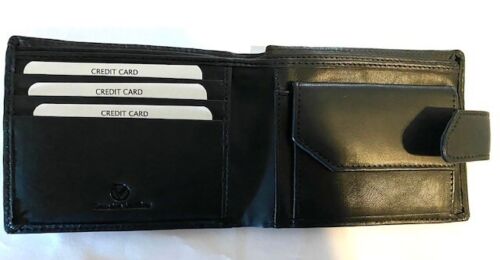 VALENCHI Mens Large Black Wallet Genuine Leather, RFID Blocking Bi-fold Card Holder with Card Slots, Coin Holder 2 Note Compartments and Stylish Minimalist Design with Gift Box