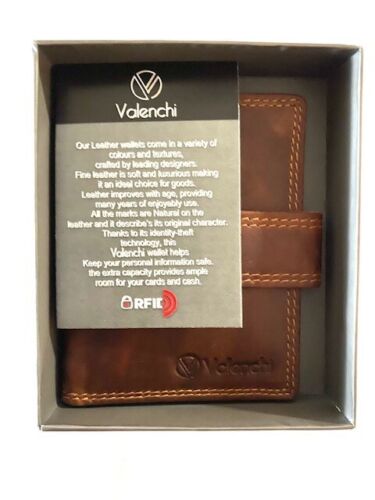 VALENCHI Mens Large Black Wallet Genuine Leather, RFID Blocking Bi-fold Card Holder with Card Slots, Coin Holder 2 Note Compartments and Stylish Minimalist Design with Gift Box