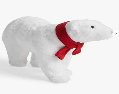 John Lewis Christmas Polar Bear with Red Scarf Figure Decoration 30cm x 20cm 12cm