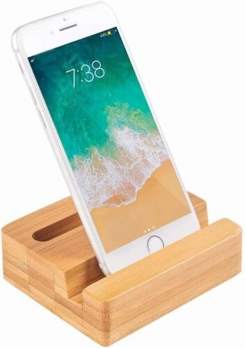 Encozy Cell Phone Stand with Sound Amplifier, Natural Bamboo Wooden Desktop Mobile Phone Holder (Sound Stand)