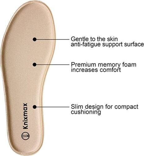 Knixmax Women Men Memory Foam Insoles Comfort Inner Soles Cushioned Shoe Inserts Shock Absorption Foot Support Pads for Running Trainers Work Boots Walking Shoes We