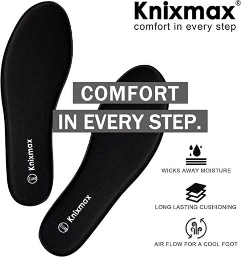 Knixmax Women Men Memory Foam Insoles Comfort Inner Soles Cushioned Shoe Inserts Shock Absorption Foot Support Pads for Running Trainers Work Boots Walking Shoes We