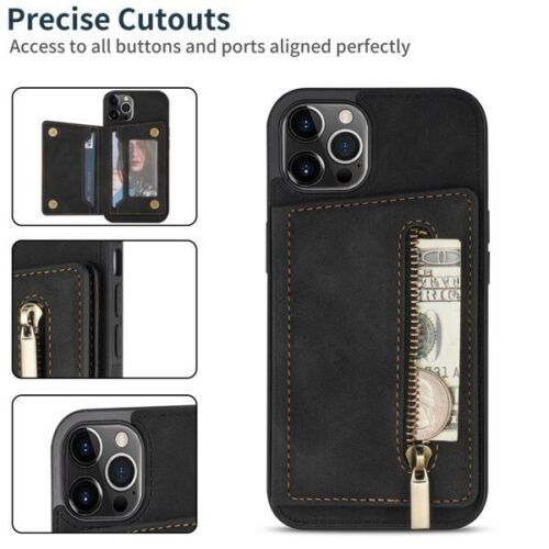 VUNAKE for iPhone 14 Pro Case Wallet Case Cover with RFID Card Holder Zipper Cash Pocket PU Leather Flip Folio Case Magnetic Clasp Heavy Duty Protective Case for iPhone 14 Pro Phone Case, Black