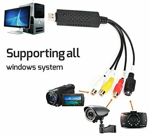 Rybozen Video Grabber USB Capture Card, Convert Hi8 VHS to Digital DVD for Windows PC, Audio Video Digitize Converter Adapter