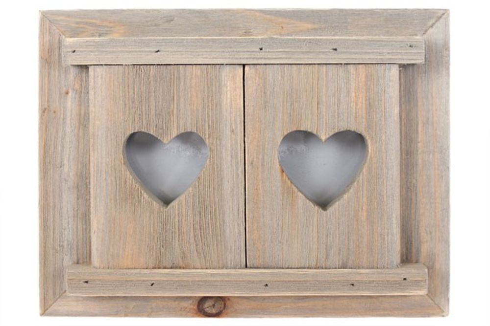 Driftwood Photo Frame With Heart Shutters