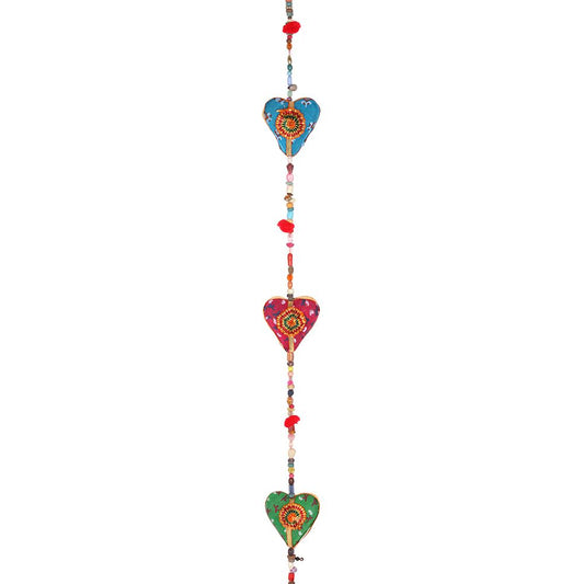 Multicoloured Hanging Hearts with Bell