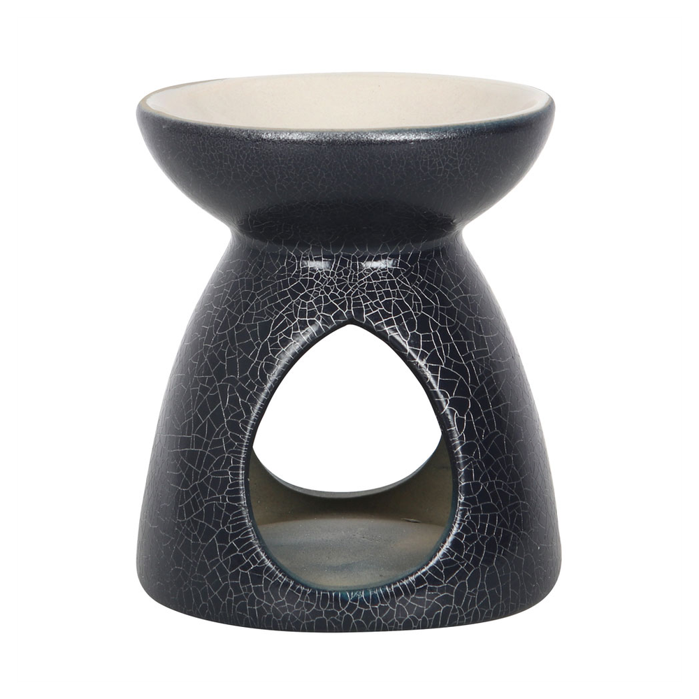 Navy Oil Burner With Grey Crackle Pattern