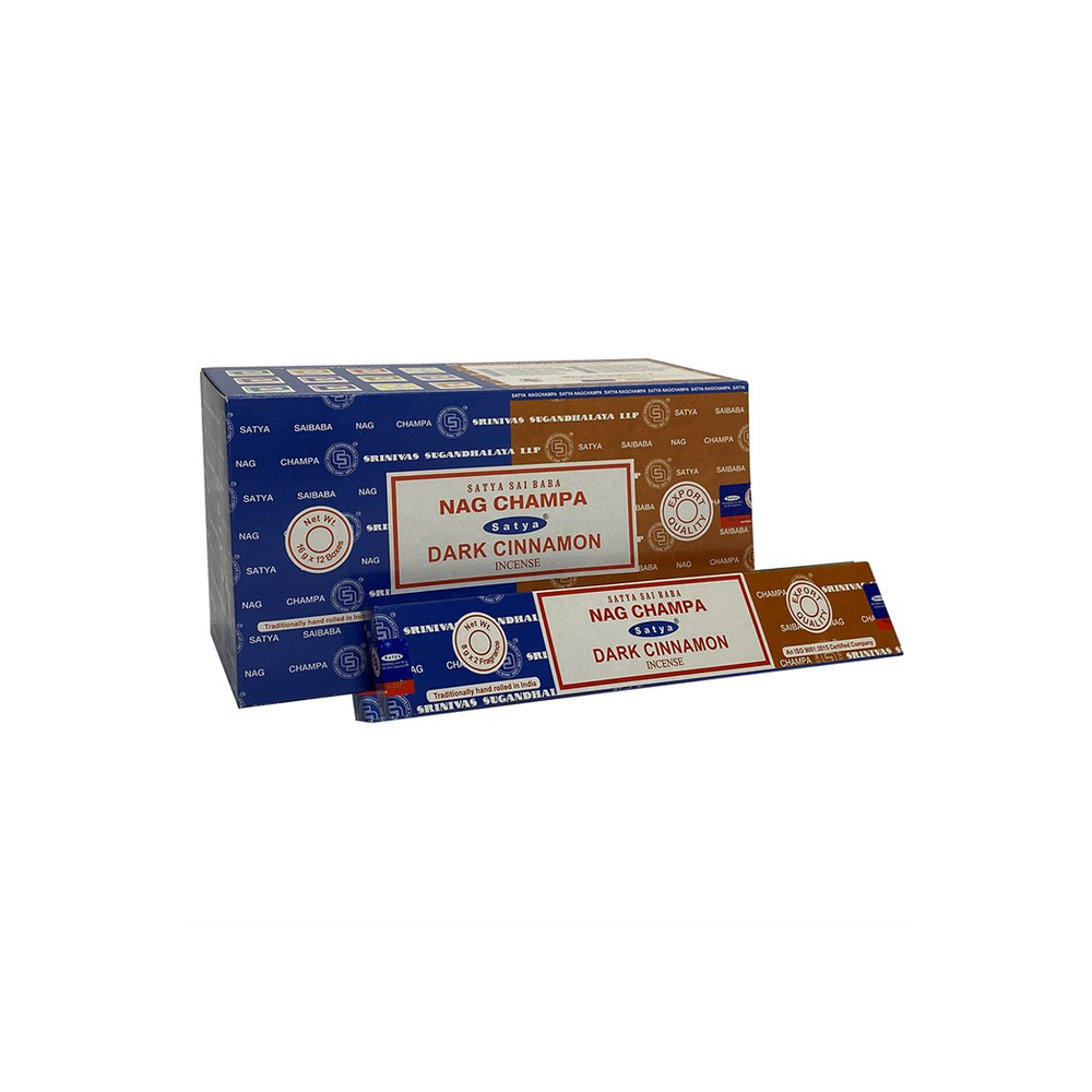 Set of 12 Packets of Combo Satya Incense - Nag Champa Dark Cinnamon