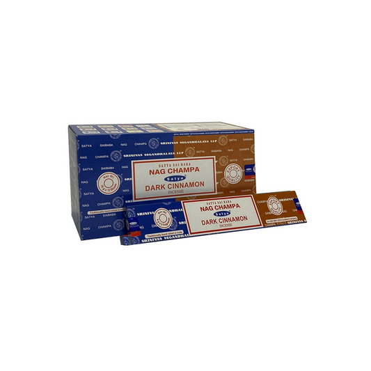 Set of 12 Packets of Combo Satya Incense - Nag Champa Dark Cinnamon