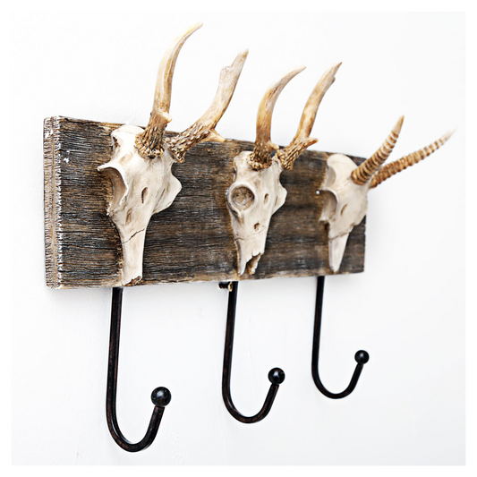 34cm 3 Hook Deer Skull Coat Rack