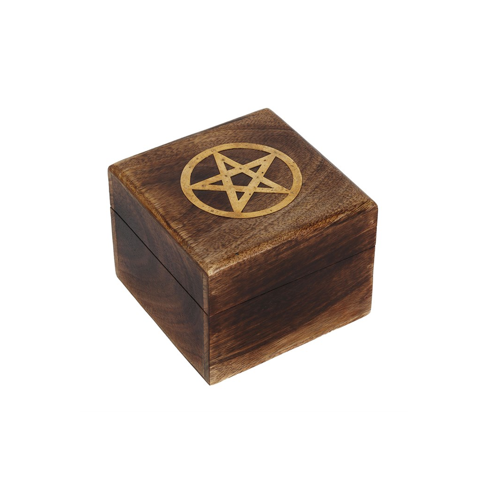 Pentagram Brass Inlay Wooden Box