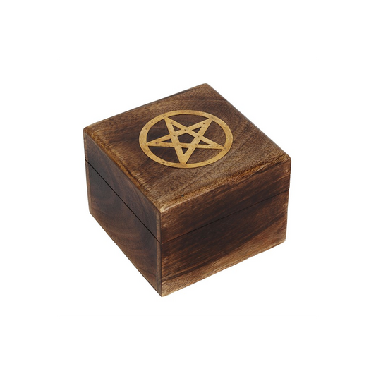 Pentagram Brass Inlay Wooden Box