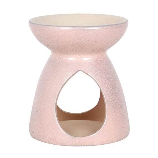 Pink Oil Burner With Grey Crackle Pattern