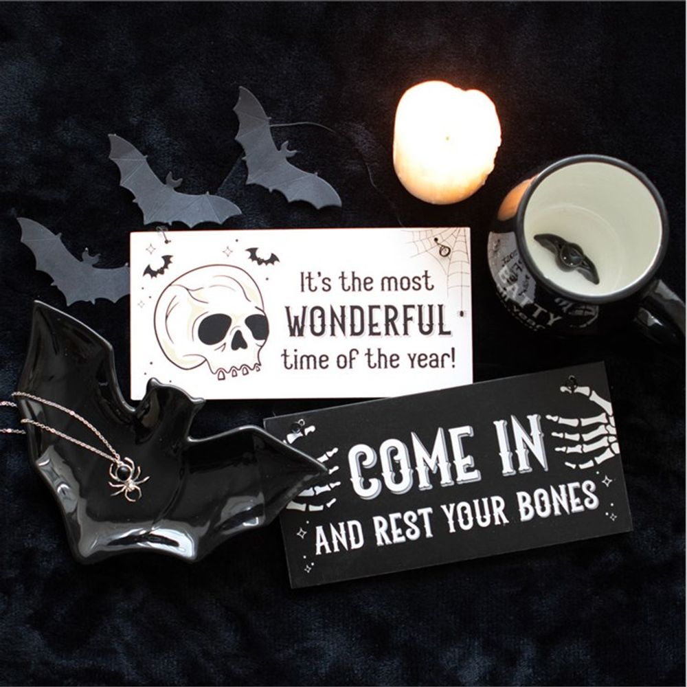 Most Wonderful Time of the Year Skull Hanging Sign