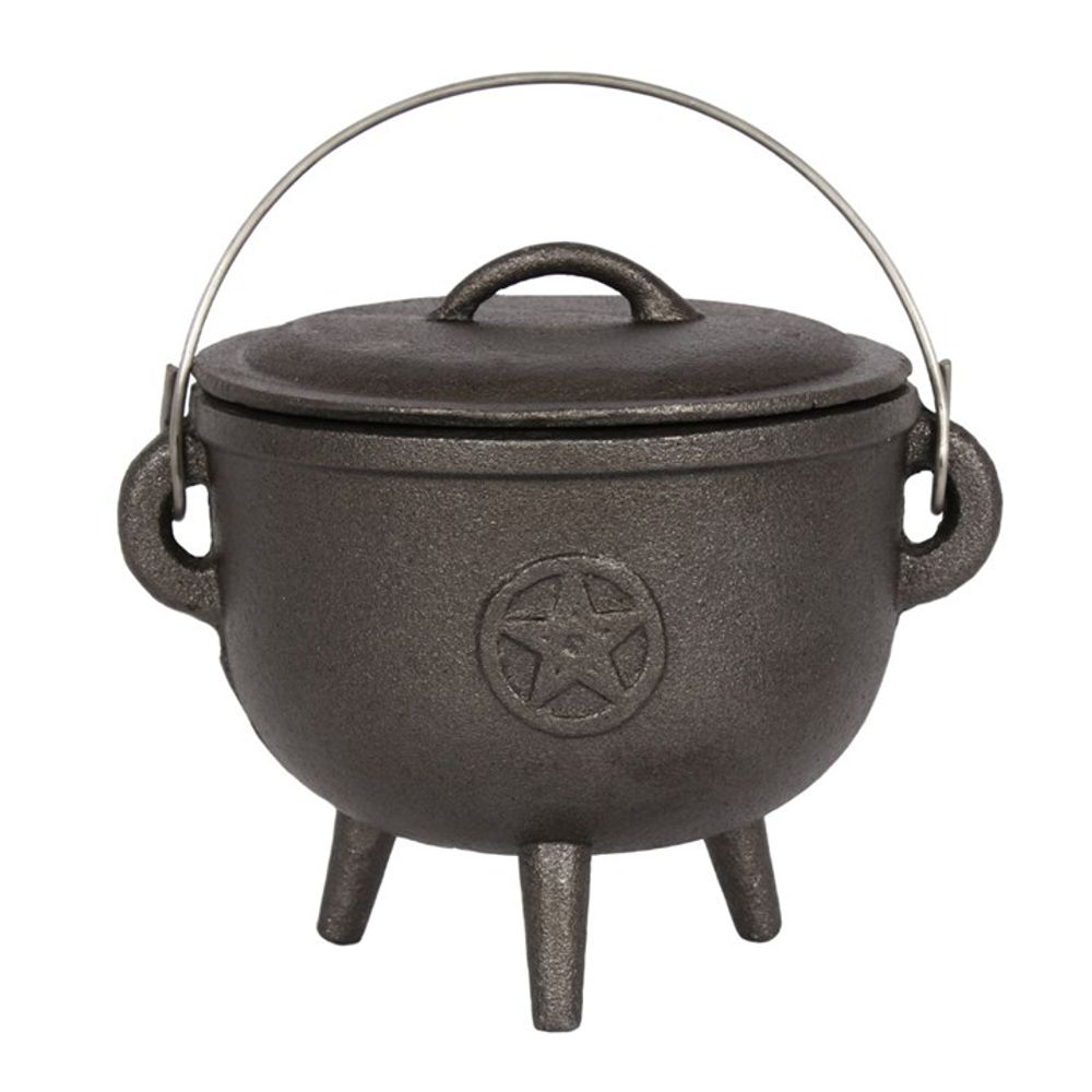 15cm Cast Iron Cauldron With Pentagram