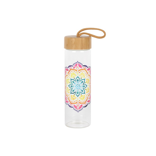 Mandala Reusable Glass Water Bottle