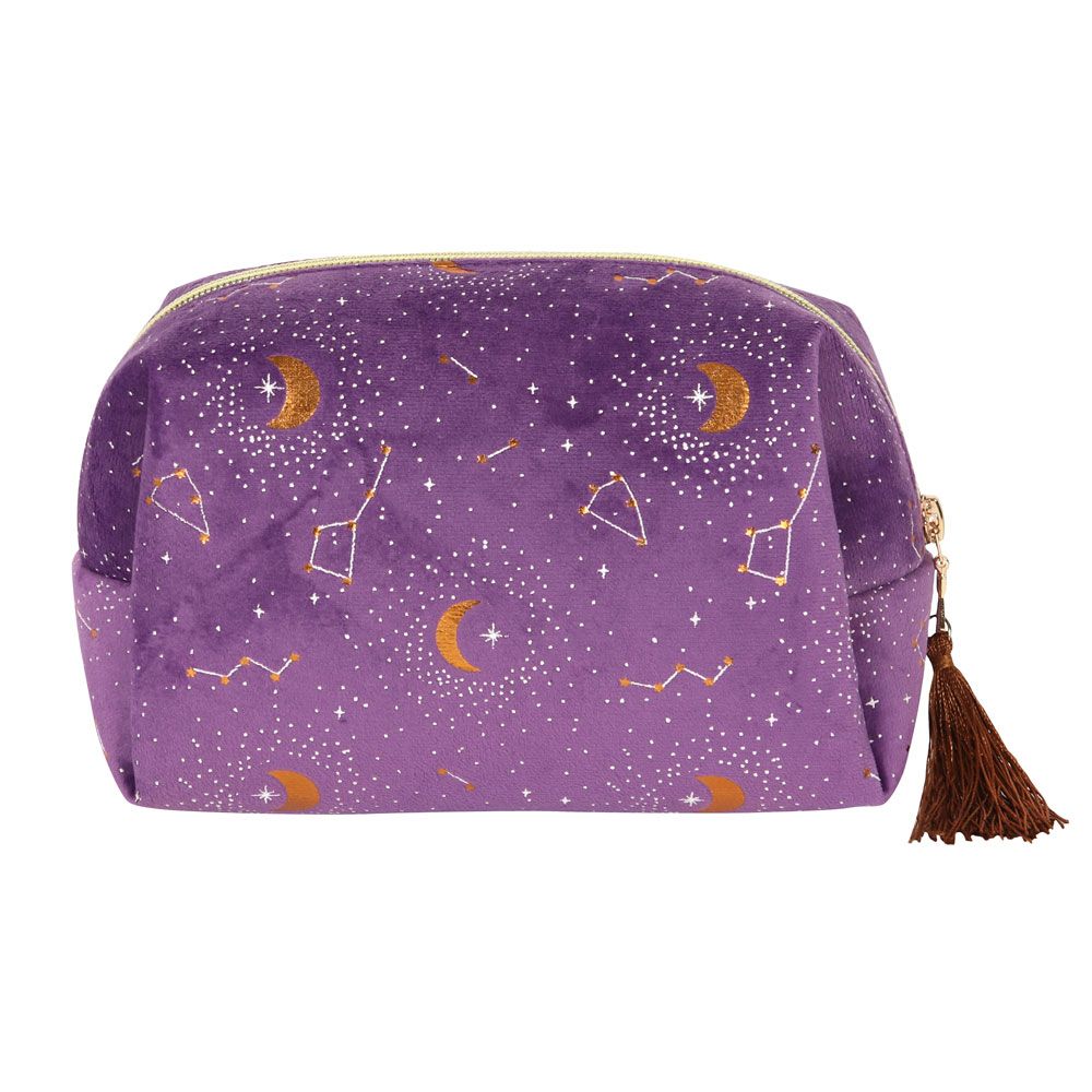 Purple Star Sign Constellation Tasseled Makeup Bag