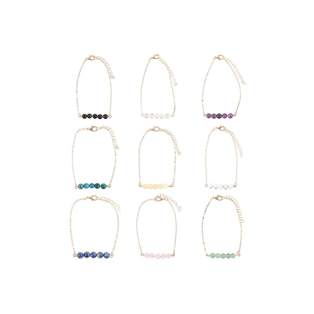 Set of 9 Crystal Beaded Chain Bracelets