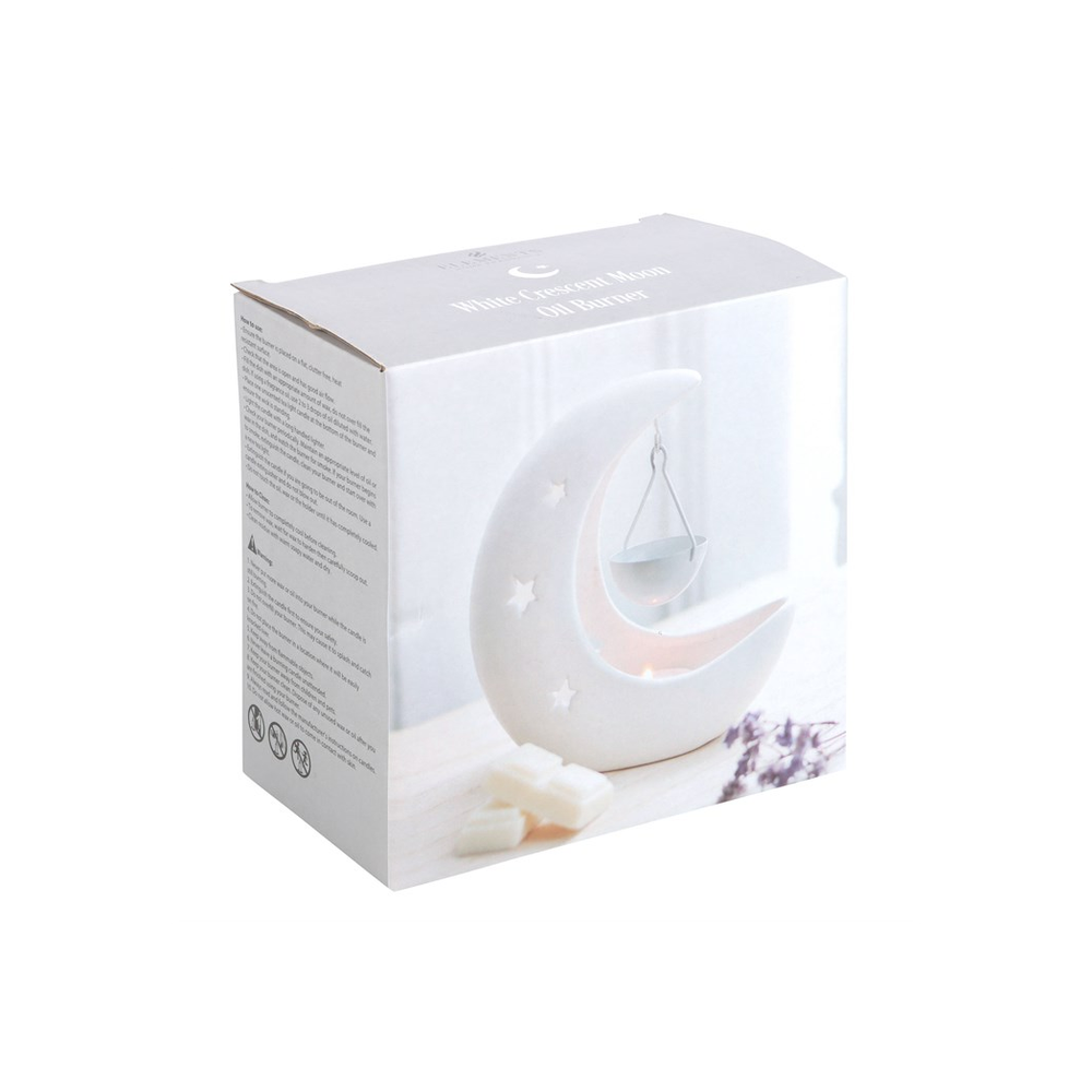 White Crescent Moon Hanging Oil Burner