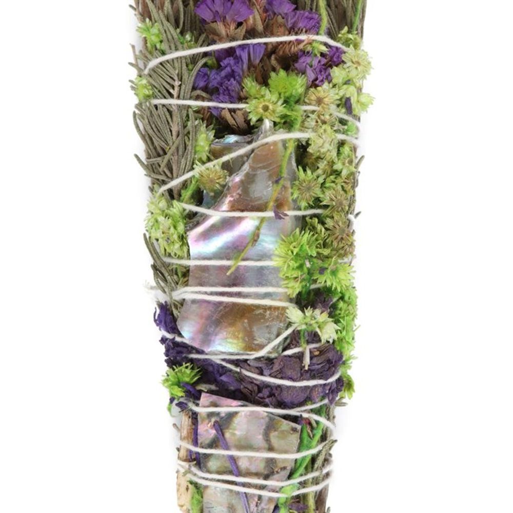 6in Ritual Wand Smudge Stick with Rosemary, Lavender and Abalone