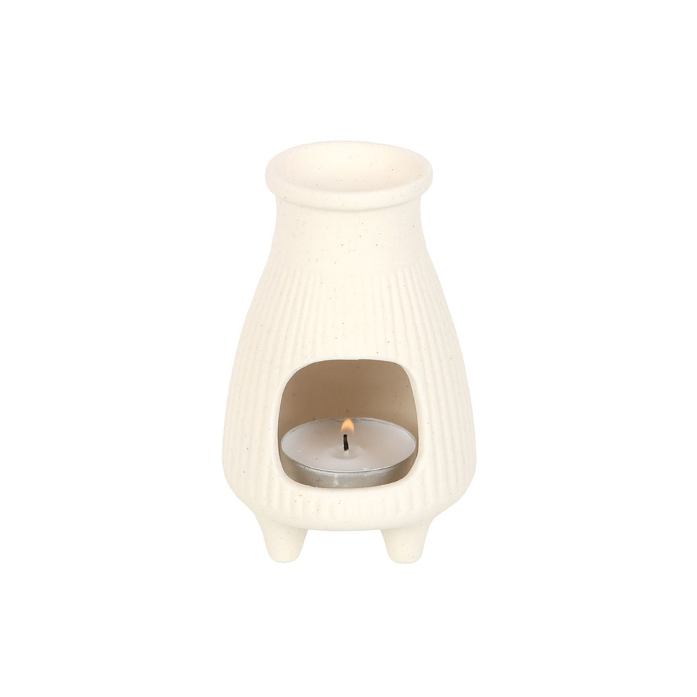 Cream Ribbed Palo Santo Brick Burner