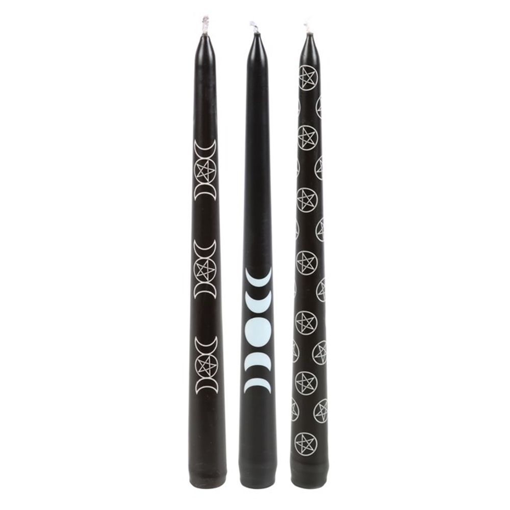 Set of 3 Black Magic Mystical Taper Candles