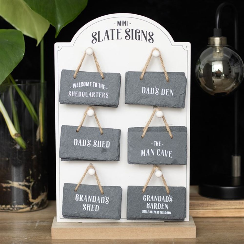 Set of 24 Mini Slate Signs for Him on Display