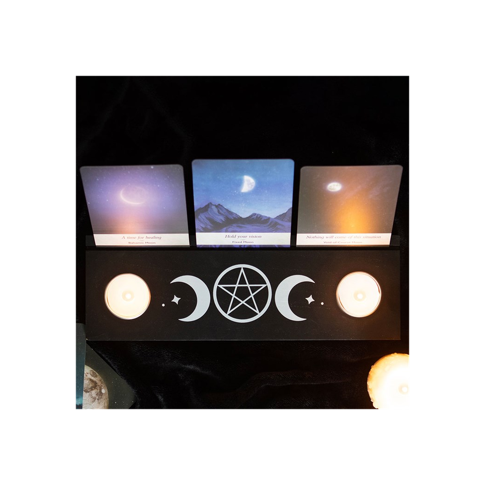 Black Triple Moon Tarot Card Stand Tealight Holder