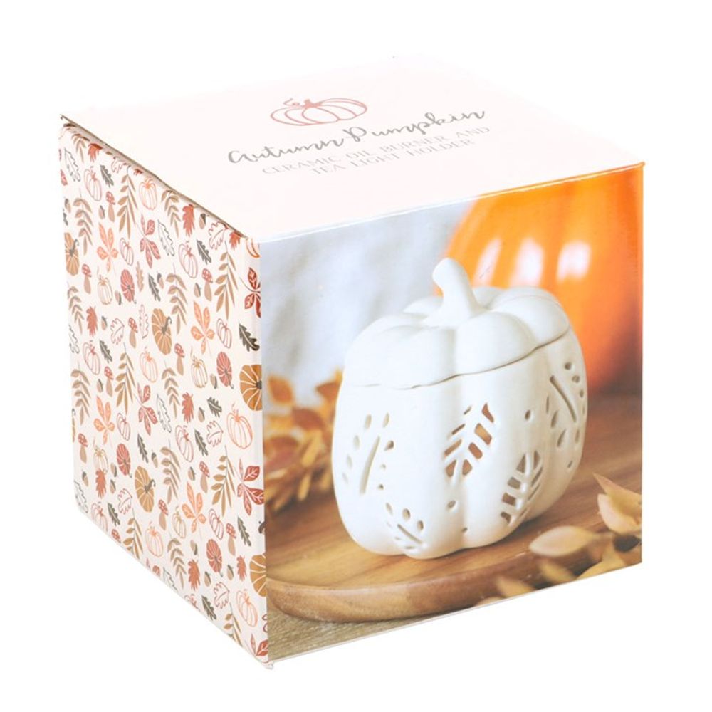 Off White Autumn Leaves Pumpkin Oil Burner