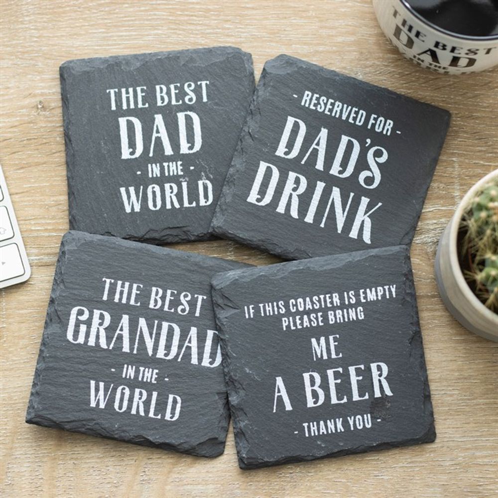 Set of 24 Slate Coasters for Him in Display