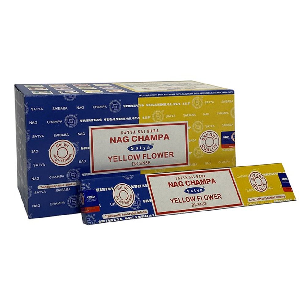 Set of 12 Packets of Combo Satya Incense - Nag Champa Yellow Flower