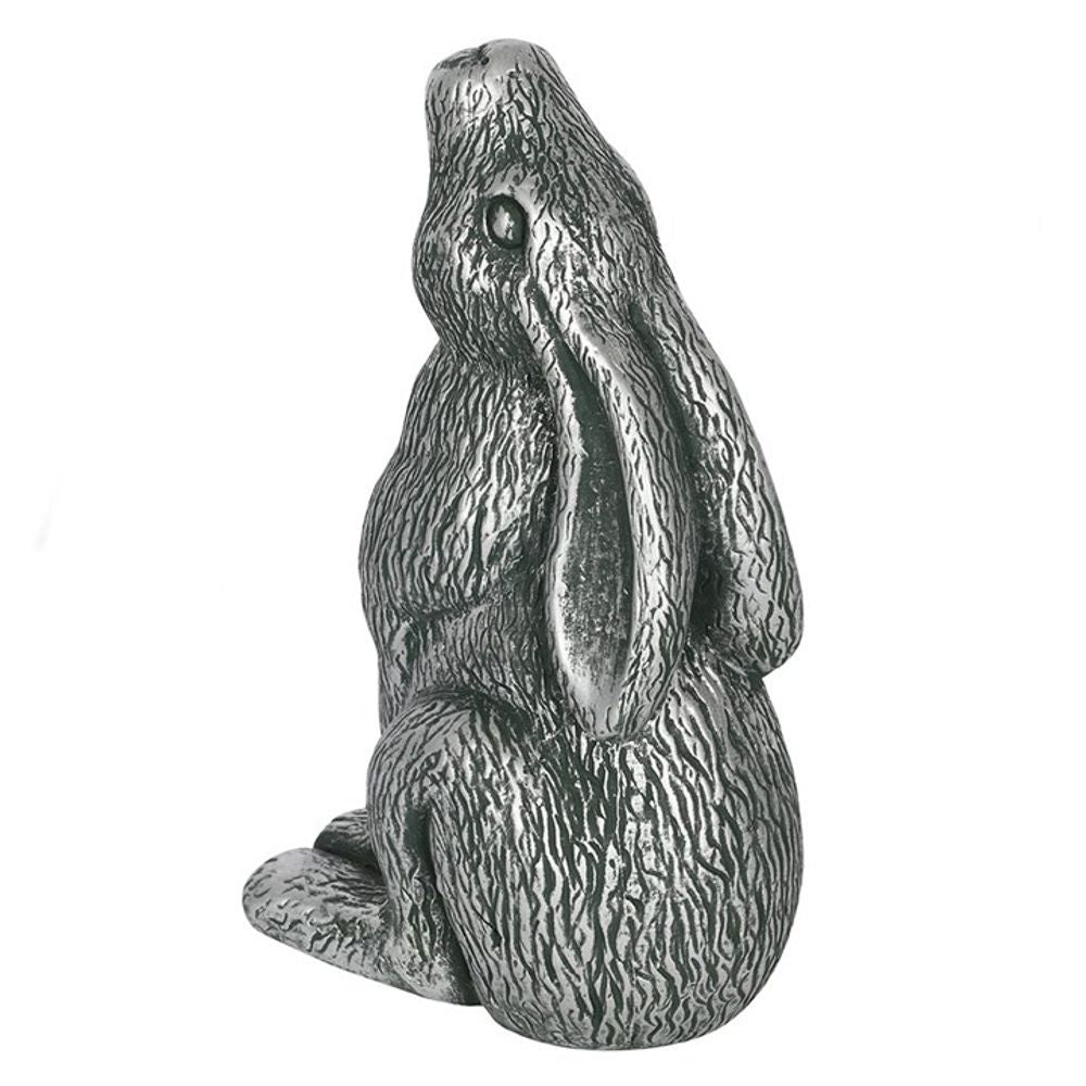 Silver Terracotta Moon Gazing Hare Garden Ornament