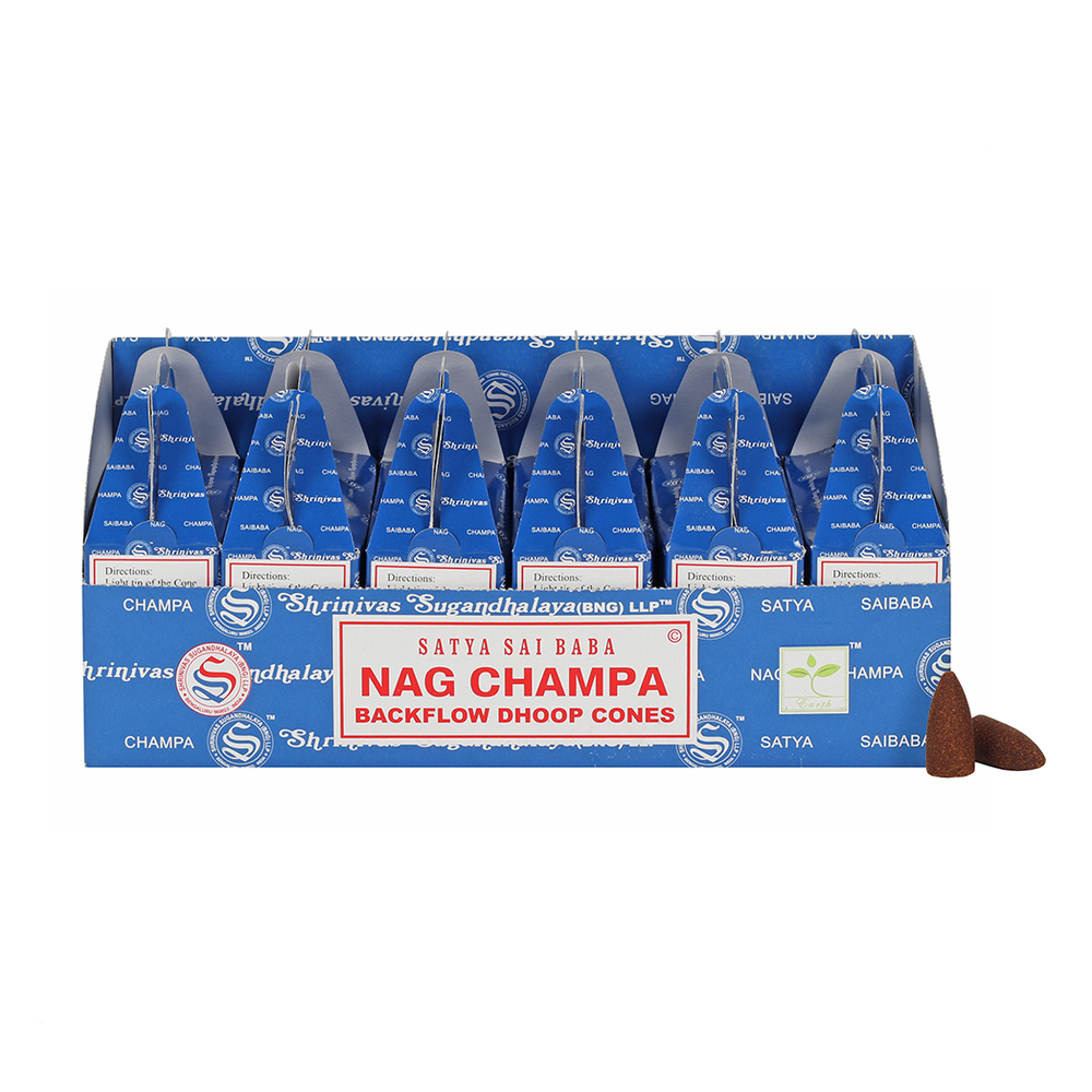 Set of 6 Packets of Satya Nag Champa Backflow Dhoop Cones