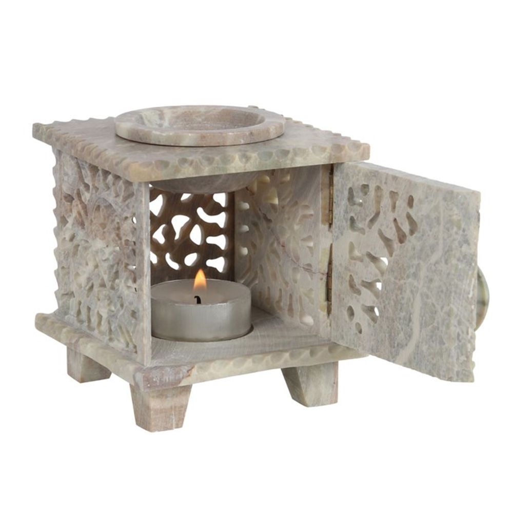 Carved Rose Soapstone Oil Burner