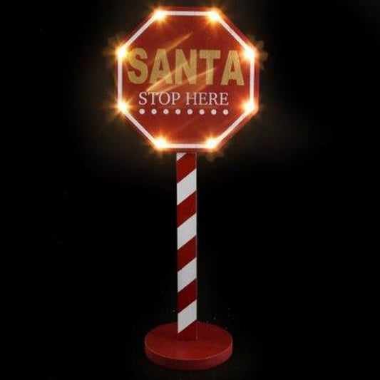 45cm LED Santa Stop Here Sign